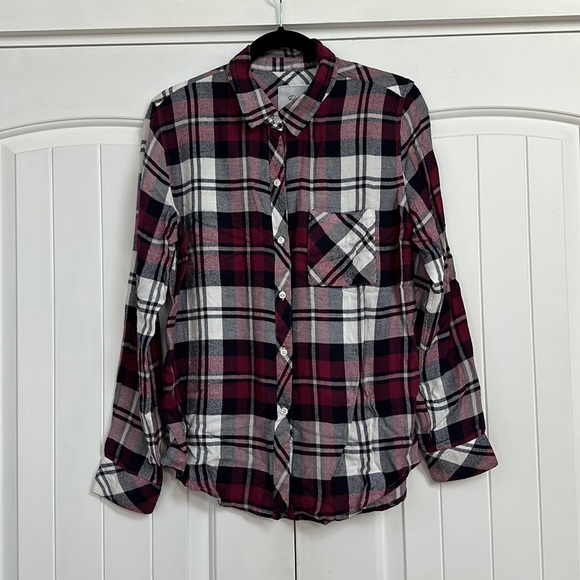 Rails Hunter Plaid Shirt in Lychee Navy White Sz M - Picture 5 of 9